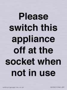 Please switch this appliance off at the socket when not in use